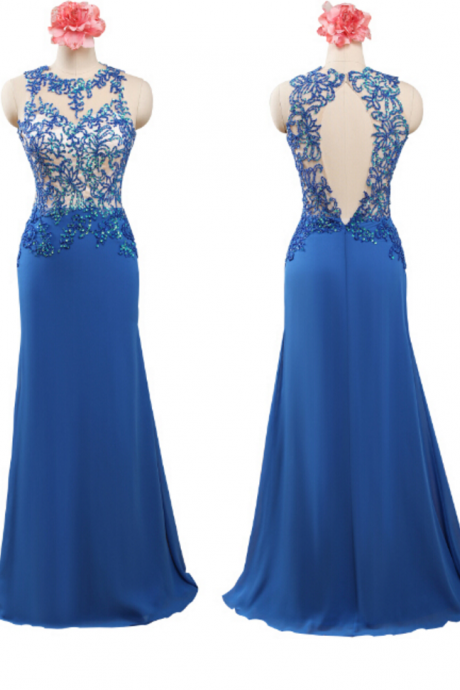 Blue Evening Dresses Sexy Chiffon Long Elegant Prom Dress Robe De Soiree Formal Gowns Custom Made