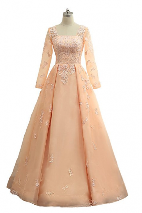 Custom Made Long Sleeve Lace Applique Modest Evening Dress Prom Dress, Wedding Dress, Mother Of Bride Dresses