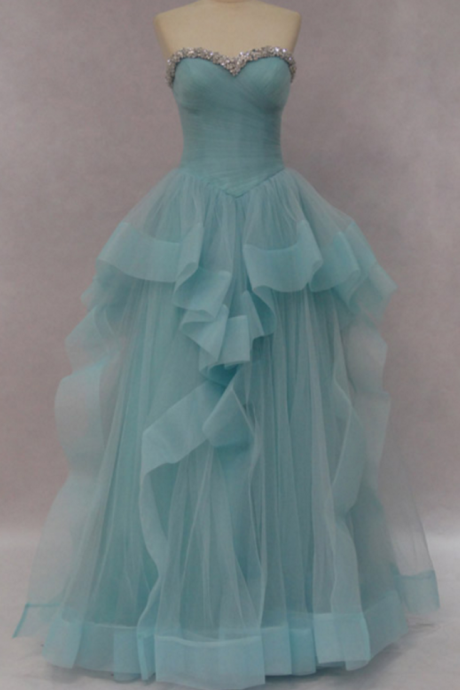 Light Green Tulle Sweetheart Prom Dress With Layer Skirt