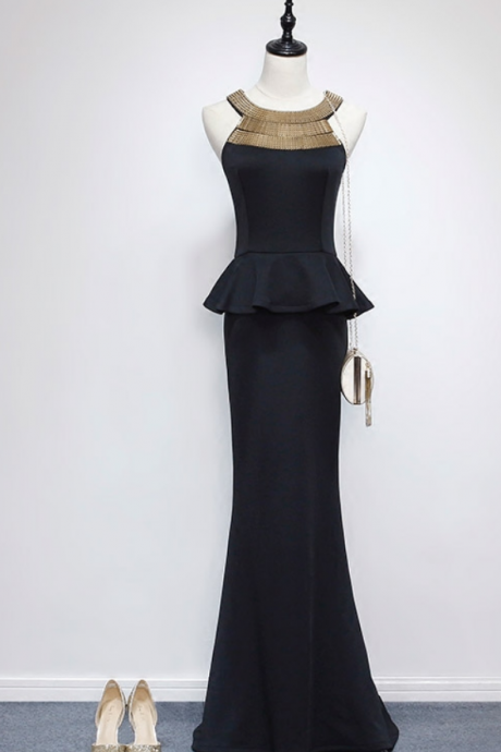African Black Dress Mermaid Late Middle East Saudi Arabia Women Length Long Party Tone Long Evening Dress