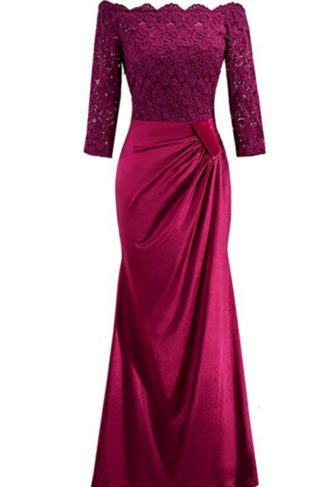 Women use purple autumn beautiful long dress, evening long lace evening dress