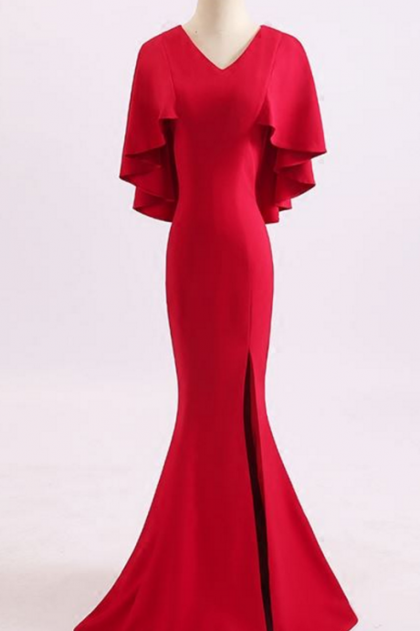 Red Dress Sexy Party Of Long Women Demi - Parole Sleeve Daughter Prom Dress Evening Dress