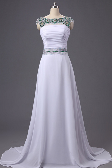 Beautiful Skirt, Key Type Neck On The Evening Of Largos A - A - Ligne Ligne Party Pearl White Silk Evening Gown