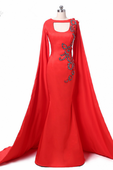 Red Dress Party Kaftan Angle Of Dubai And The Arab Turkey Galajurk Long Sleeve Evening Dress Formally