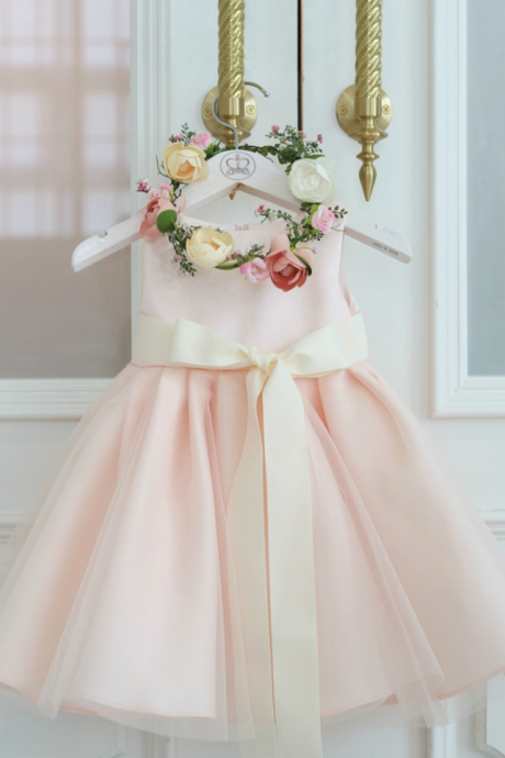 Flower Girl Dress, Pink Flower Girl Dress, Light Pink Bridesmaid Dress, Baby Girl Birthday Outfit, Pink Floral Dress, Pale Pink Flower Girl