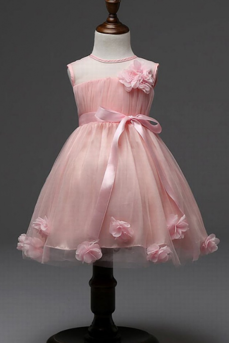 Charming Pink Girl Flower Dress Princess Dress Party Pageant Wedding Bridesmaid Tutu Dress Flower Girl Dresses Girl Dress