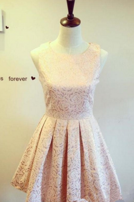 Formal Lace Cocktail Dresses,Pretty Pink Homecoming Dresses,Handmade Homecoming Dress For Teens