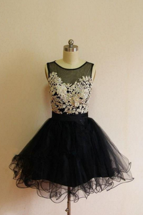 Handmade Short Lace Black Beautiful Classy Homecoming Dresses