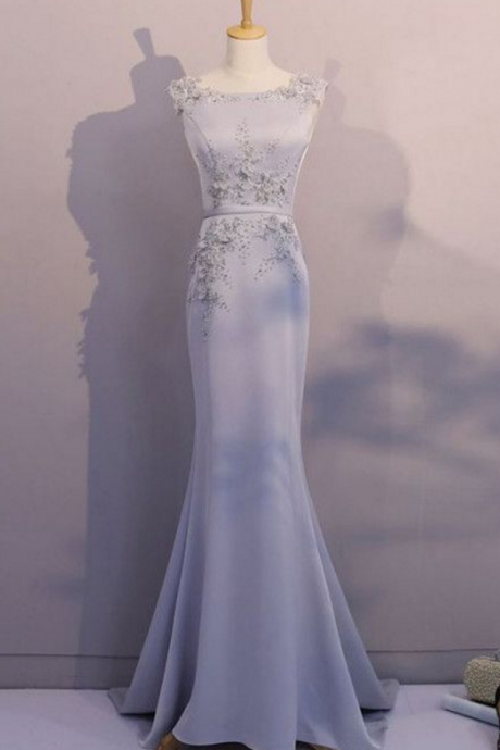 Silver gray long Prom Dress, Formal Evening Dress, Women Dress
