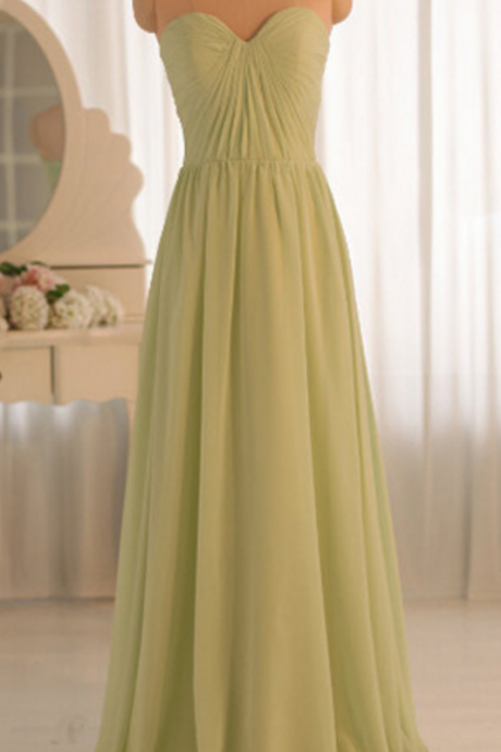 Chiffon Ruched Sweetheart Floor Length A-Line Formal Dress, Prom Dress, Bridesmaid Dress 