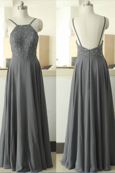 Bridesmaid Dresses ,grey Chiffon Party Dress Sequins Bridesmaid Dress Custom A-line Wedding Party Gown Sexy Halter Cocktail Lace Gowns