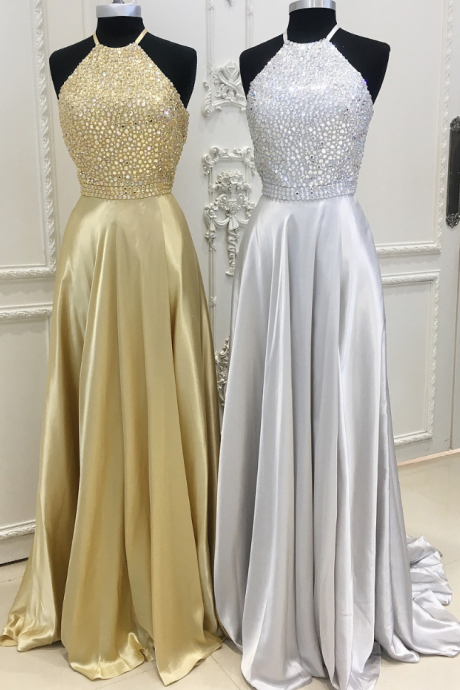 Stylish A-line Jewel Sleeveless Long Prom/evening Dress With Beading Keyhole