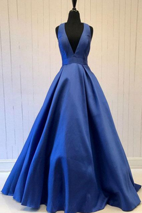 Royal Blue Sleeveless Prom Dress,simple A-line Prom Dress,formal Evening Gowns,party Dress ,