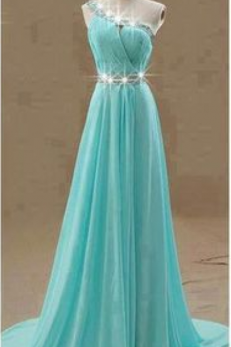 Sexy Prom Dress, One Shoulder Prom Dresses,blue Prom Dress,chiffon Prom Dresses,formal Dress