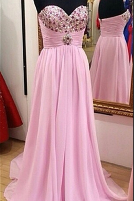 Prom Dress,pink Prom Dress,pretty Prom Dress,beaded Prom Dress,long Prom Dresses, Chiffon Prom Dress,party Dresses