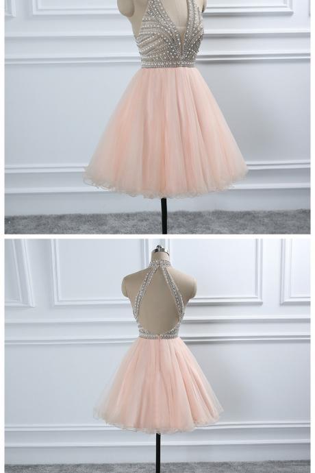 Crystal Beading Homecoming Dresses European Sweet Formal Prom Party Graduation Dress Gowns For Weddings