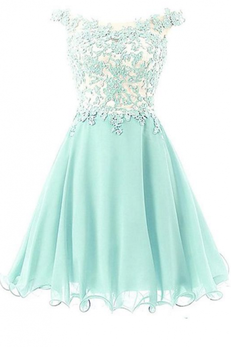 Off-shoulder Applique Mint Green Homecoming Dress With Embellishment