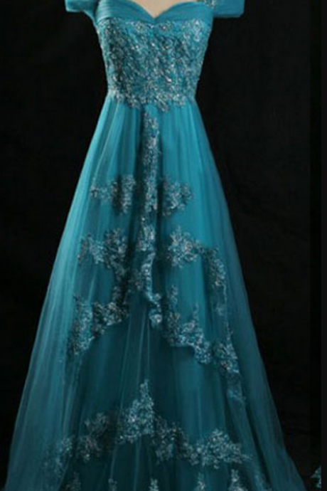 Long Prom Dress, Lace Prom Dresses, Blue Prom Dress, Vintage Bridesmaid Dress, Prom Dress, Short Sleeve Prom Dress