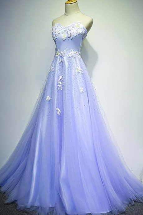 Gorgeous Light Blue Elegant Princess Prom Dress, Tulle Junior Prom Dress