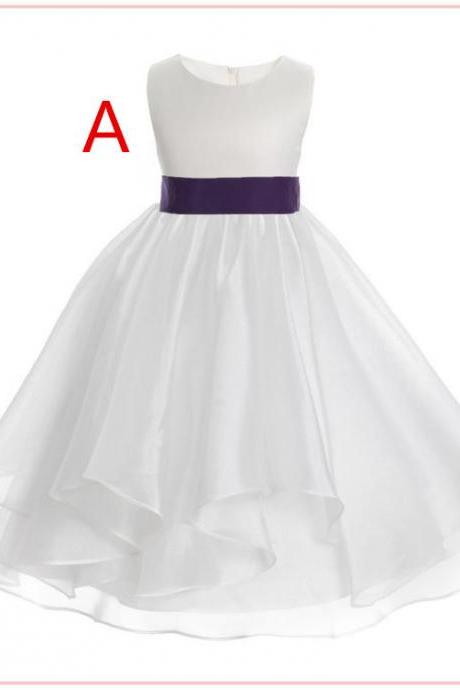 Organza Ivory Flower Girl Dress With Tie Sash Bow, Special Occasion Dress, Ceremony Dresses