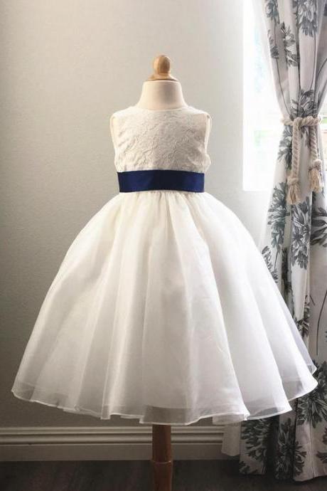 Ivory Flower Girl Dress, Ivory Lace Dress, Organza Dress, Rustic Girl Dress, Wedding Bridesmaid Dress, Ivory Girl Dress