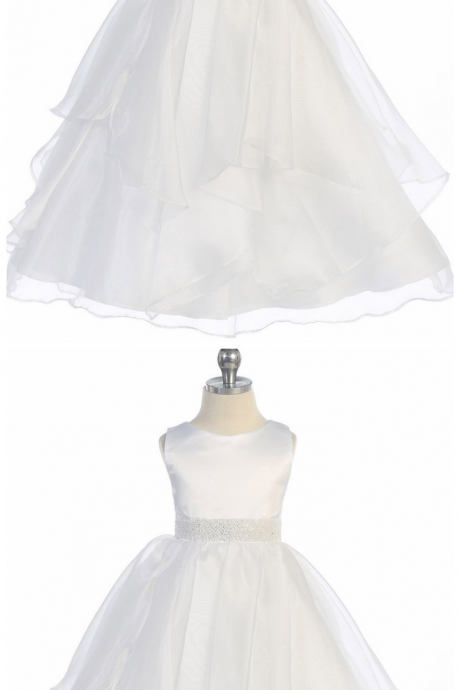 White Satin & Organza Layered Dress