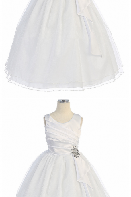 White Pleated Bodice W/ Double Layer Skirt Dress
