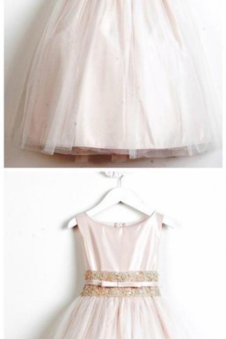Champagne Satin W/ Lace Waistband Dress