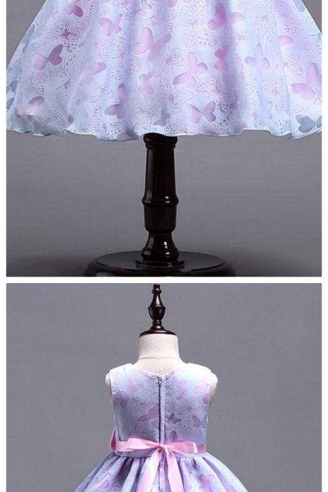  Printed Cloth Jewel Neckline Ball Gown Flower Girl Dress