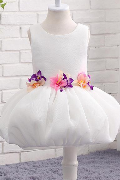 Tulle Scoop Neckline Ball Gown Flower Girl Dresses