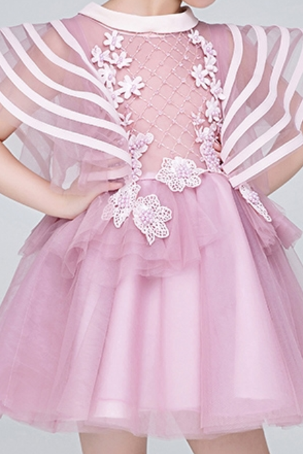 Flower Girl Dress, Light Pink Flower Girl Dress, Pink Baby Girl Birthday Dress,