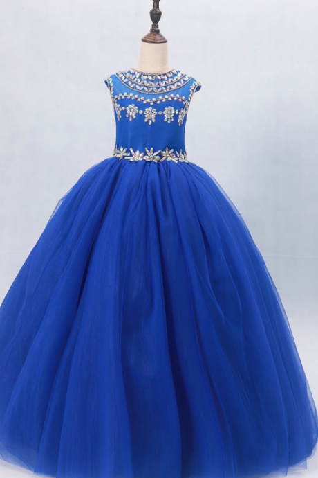 Royal Blue Pageant Dresses For Girls,crystal Pageant Dress Girls,toddler Pageant Dress,ball Gowns Flower Girl Dresses