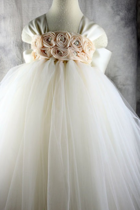 Cap Sleeve Tea Length Flower Girl Dresses Children Birthday Dress Tulle Kids Wedding Party Dresses Wlj101