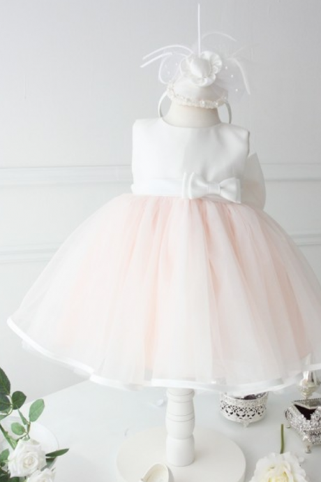 Fashion Tea Length Flower Girl Dresses Children Birthday Dress Simple Satin Kids Wedding Party Dresses Wlj93