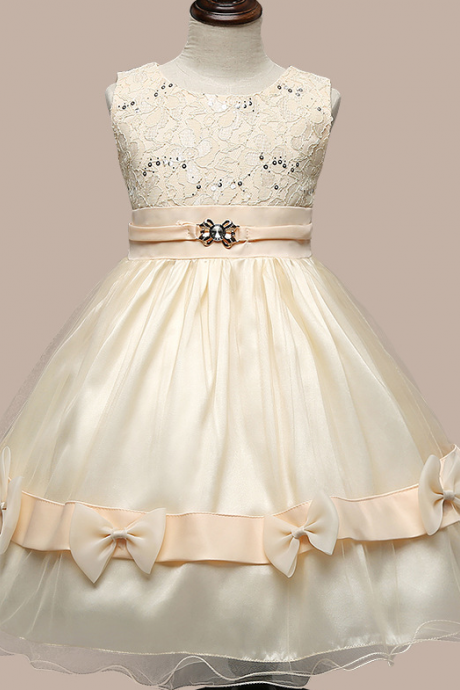  2017 Flower Girl Dresses Flower children's clothes,Children's clothes, bitter fleabane bitter fleabane skirt, Europe and the United States princess dress, girls bow bright trailers child dress, children dress , wedding flower children's clothes, bowknot flower children's clothes, beads girl's skirt