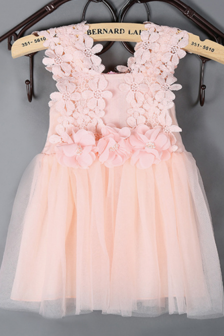 2016 Pink Dress Girls Flower Girl Dress Children Tulle Flower Girl