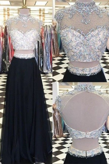 Prom Dress,two Piece Prom Dresses,long Evening Dress,elegant Prom Dresses,floor Length Prom Dress