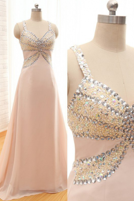 Pink Prom Dress,long Prom Dress,chiffon Prom Dress,backless Prom Dress,evening Dress