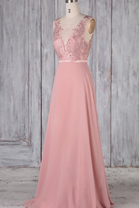 Pink Chiffon Bridesmaid Dress,prom Dresses