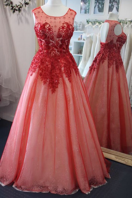 Charming Open Back Long Prom Dress With Lace Applique,
