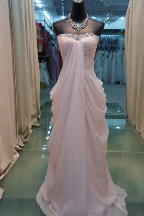 Chiffon Prom Dress, A-line Prom Dress,strapless Prom Dress,sequined Prom Dress