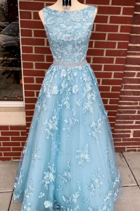 Sky Blue Prom Dress, Long Prom Dress, Prom Dress