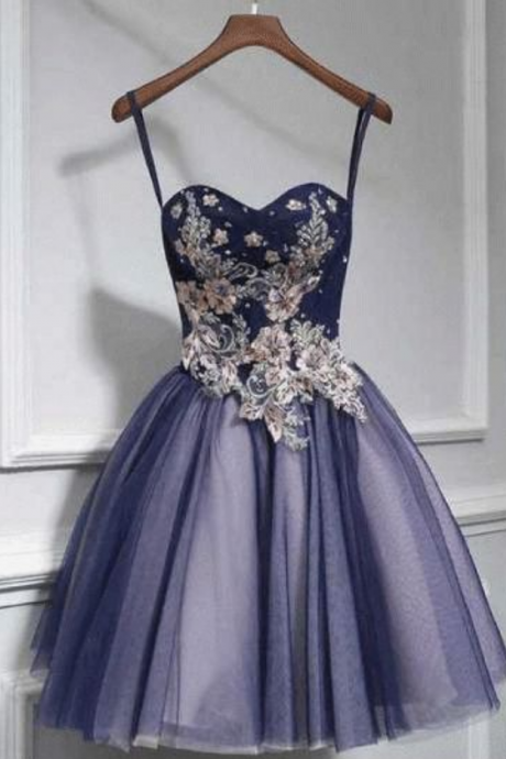 Cute Tulle Lace Sweetheart Neck Short Prom Dress