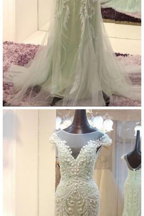Mermaid Ivory Prom Dress,long Prom Dresses,charming Prom Dresses,evening Dress, Prom Gowns, Formal Women Dress,prom Dress