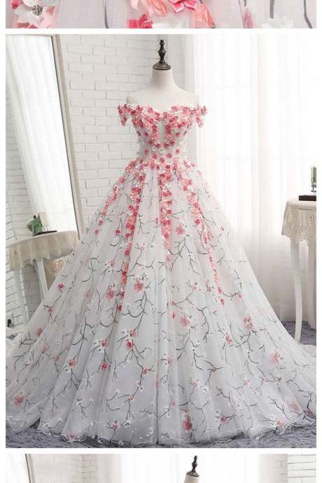 Ball Gowns Off-the-shoulder Prom Dresses With Applique Evening Gowns Long Prom Dresses Evening Dresses