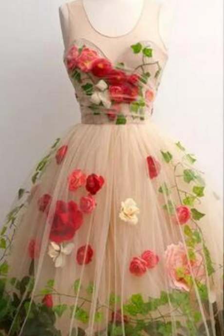Cute Ball Gown Rose Flower Cocktail Party Dress 2018 Couture Knee Length Graduation Dress For Teens Vestido De Formatura Homecoming Dresses