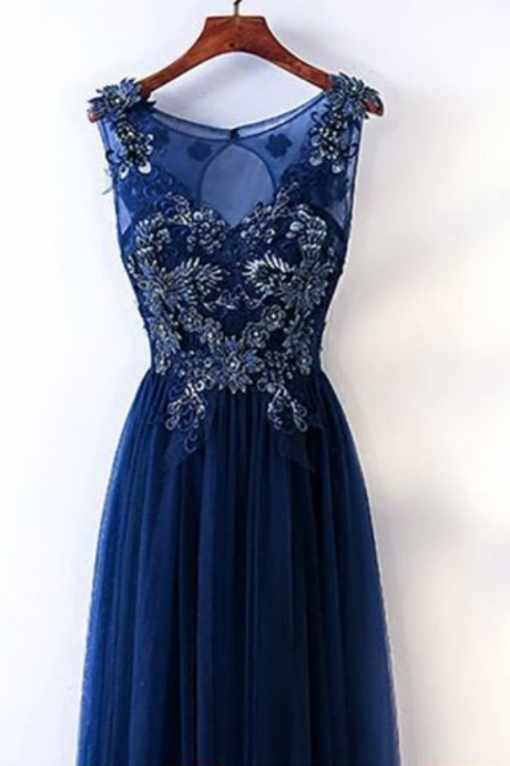 Tulle Prom Dress With Embroidery Sleeveless
