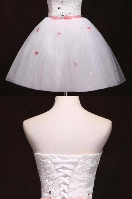 Admirable, Ivory ,short Prom ,homecoming Dress With Lace Up ,lace Mini Dresses , Customize Made