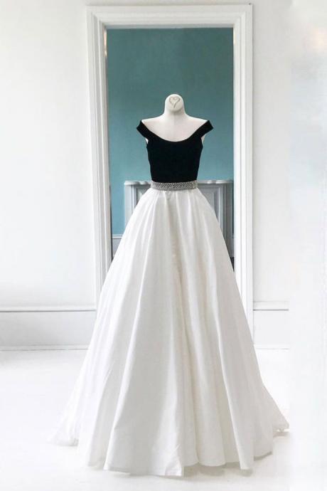 Simple White, Off Shoulder, Long Prom Dress, Evening Dress ,sexy Long Evening Dress, Homecoming ,custom Made