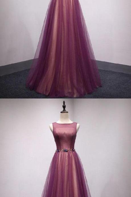 Prom Dresses Simple, Long Tulle Prom Dresses ,strapless Party Dress